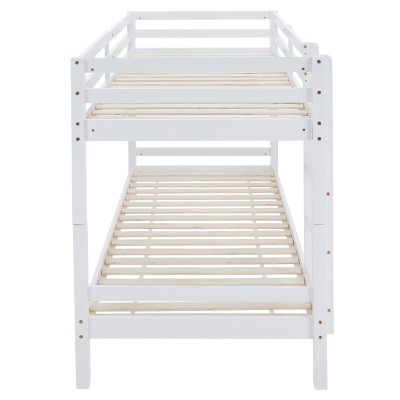 Pat supraetajat, 90x200, lemn masiv, alb, INEZA