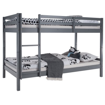 Pat supraetajat, 90x200, lemn masiv, gri, INEZA