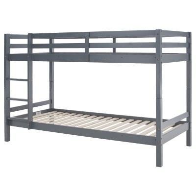 Pat supraetajat, 90x200, lemn masiv, gri, INEZA