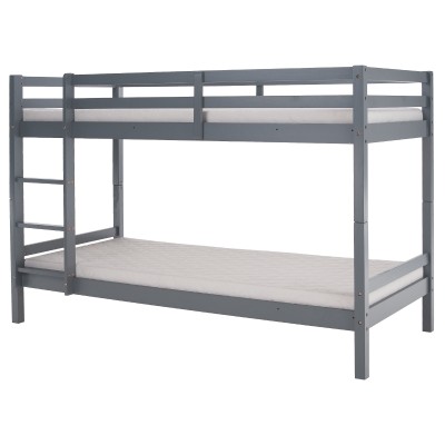 Pat supraetajat, 90x200, lemn masiv, gri, INEZA