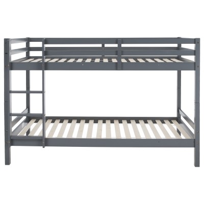 Pat supraetajat, 90x200, lemn masiv, gri, INEZA