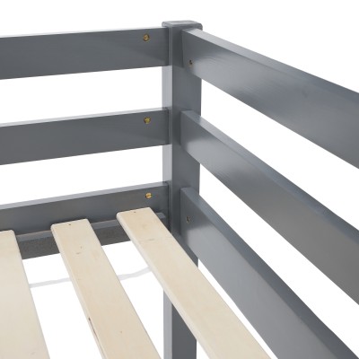 Pat supraetajat, 90x200, lemn masiv, gri, INEZA