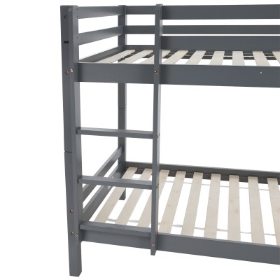 Pat supraetajat, 90x200, lemn masiv, gri, INEZA