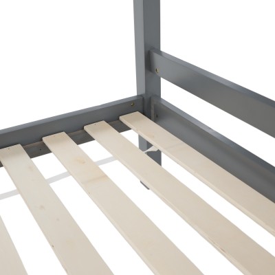 Pat supraetajat, 90x200, lemn masiv, gri, INEZA