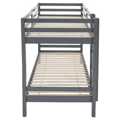 Pat supraetajat, 90x200, lemn masiv, gri, INEZA