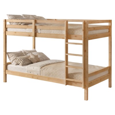 Pat supraetajat, 90x200, lemn masiv, natural, INEZA