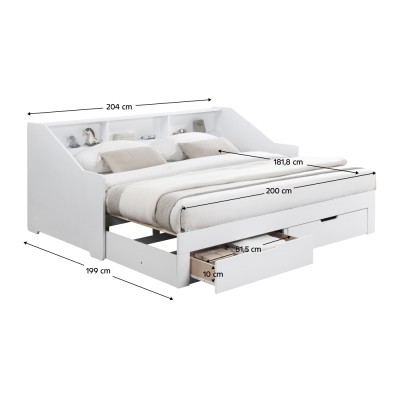 Patul extensibil, alb, MONETA