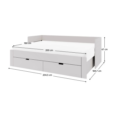 Patul extensibil, caşmir, 90/180x200, ANTONY