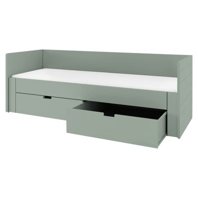 Patul extensibil, verde-gri, 90/180x200, ANTONY