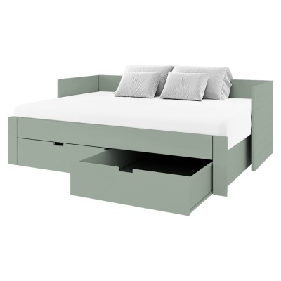 Patul extensibil, verde-gri, 90/180x200, ANTONY