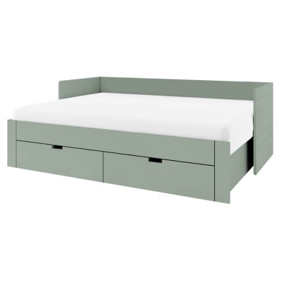 Patul extensibil, verde-gri, 90/180x200, ANTONY