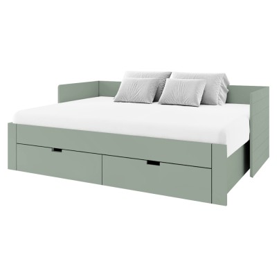 Patul extensibil, verde-gri, 90/180x200, ANTONY