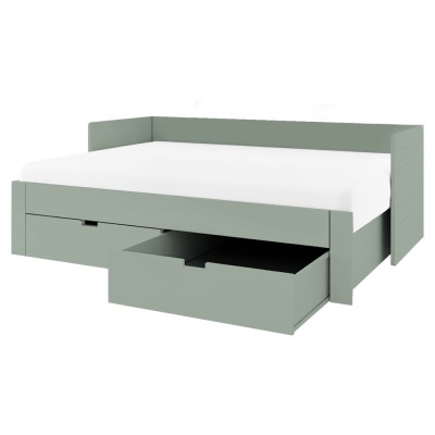 Patul extensibil, verde-gri, 90/180x200, ANTONY