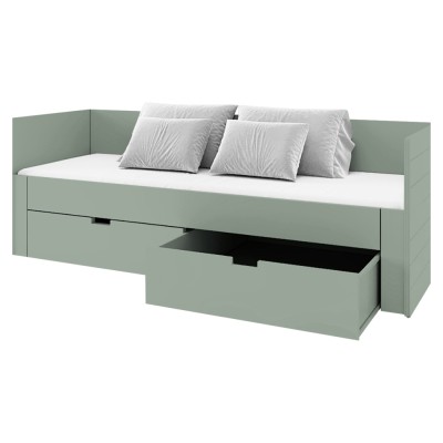 Patul extensibil, verde-gri, 90/180x200, ANTONY