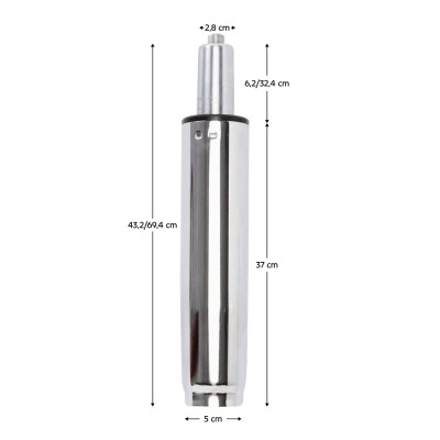 Piston cu gaz, crom, lungime 69,4 cm, 150 kg, PISTON TYP 8