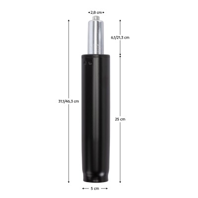 Piston cu gaz, negru, lungime 46,3 cm, 150 kg, PISTON TYP 5