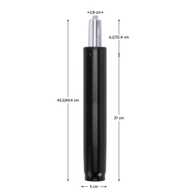 Piston cu gaz, negru, lungime 69,4 cm, 150 kg, PISTON TYP 7