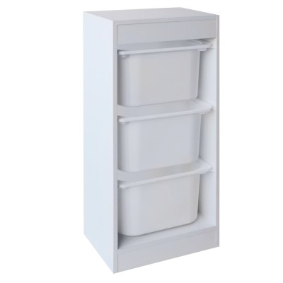 Raft cu cutii de depozitare, alb, DUVAN