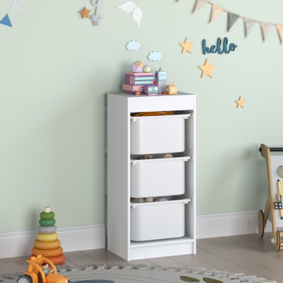 Raft cu cutii de depozitare, alb, DUVAN