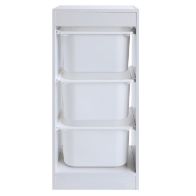 Raft cu cutii de depozitare, alb, DUVAN