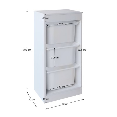 Raft cu cutii de depozitare, alb, DUVAN