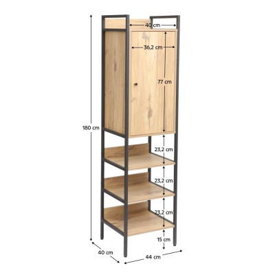 Raft cu dulap, stejar/negru, LORVA