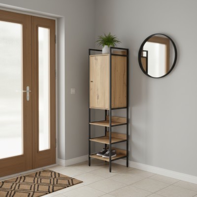 Raft cu dulap, stejar/negru, LORVA