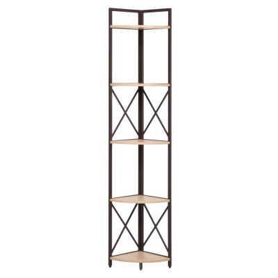 Raft de colţ cu poliţe, stejar/negru, PASOKO