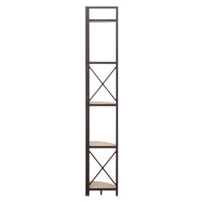 Raft de colţ cu poliţe, stejar/negru, PASOKO