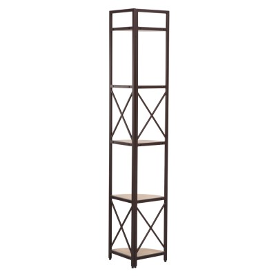 Raft de colţ cu poliţe, stejar/negru, PASOKO