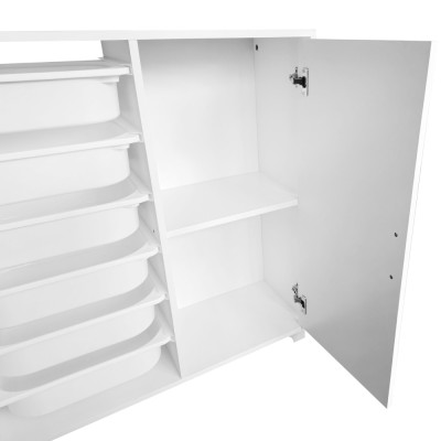 Raft/dulăpior cu cutii de depozitare, alb, VELTO