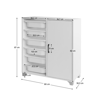Raft/dulăpior cu cutii de depozitare, alb, VELTO