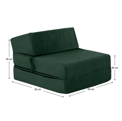 Saltea/fotoliu extensibil, 2în1, verde, MALEN