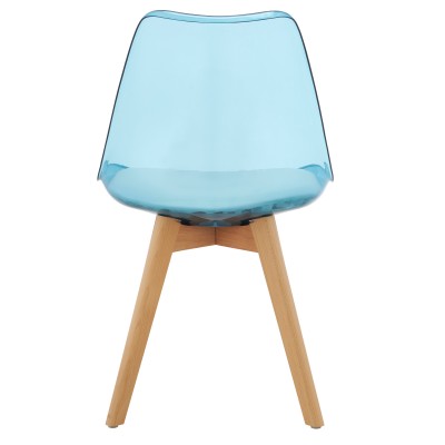 Scaun, albastru transparent, acrilic/piele ecologică/fag, BALI 3 NEW