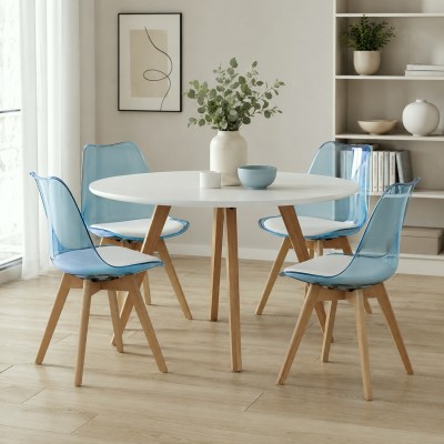 Scaun, albastru transparent, acrilic/piele ecologică/fag, BALI 3 NEW