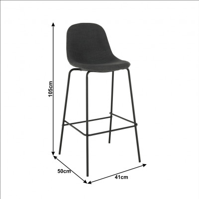 Scaun bar, material textil gri închis/metal, MARIOLA NEW