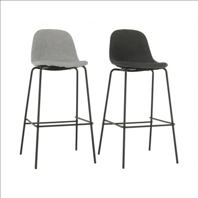 Scaun bar, material textil gri închis/metal, MARIOLA NEW