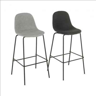 Scaun bar, material textil gri închis/metal, MARIOLA NEW