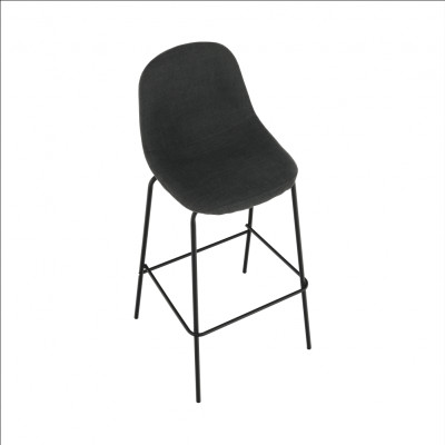 Scaun bar, material textil gri închis/metal, MARIOLA NEW