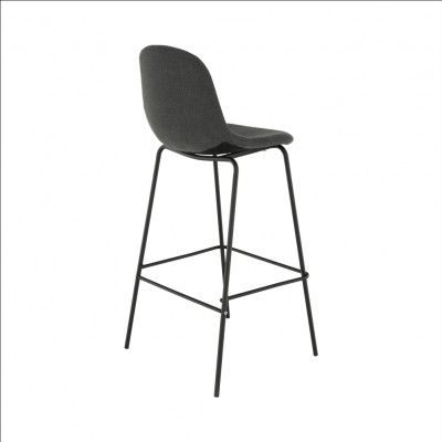 Scaun bar, material textil gri închis/metal, MARIOLA NEW