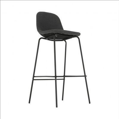Scaun bar, material textil gri închis/metal, MARIOLA NEW