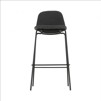 Scaun bar, material textil gri închis/metal, MARIOLA NEW