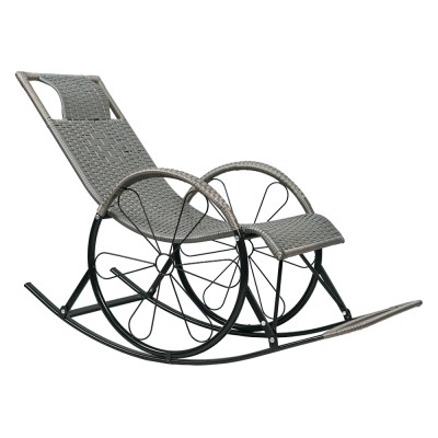 Scaun de balansare, ratan/metal, gri, ROKIN