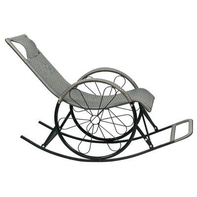 Scaun de balansare, ratan/metal, gri, ROKIN