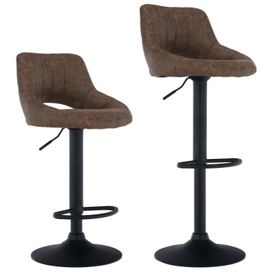 Scaun de bar cu efect de piele întoarsă, maro, LORA