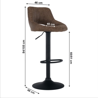 Scaun de bar cu efect de piele întoarsă, maro, LORA