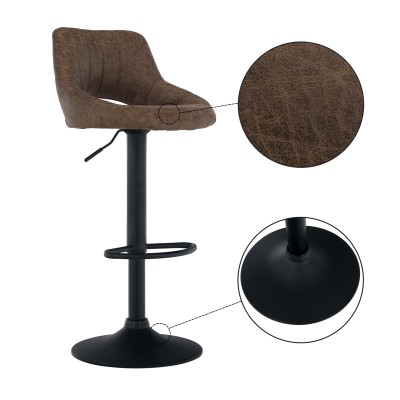 Scaun de bar cu efect de piele întoarsă, maro, LORA