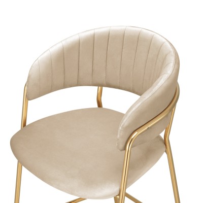 Scaun de bar de design, ţesătură bej Velvet/gold crom auriu, DASMIN NEW TIP 2
