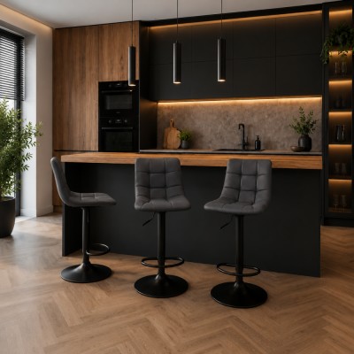 Scaun de bar, gri/negru, LAHELA NEW