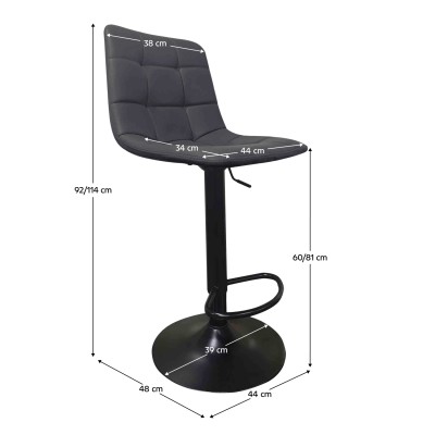 Scaun de bar, gri/negru, LAHELA NEW